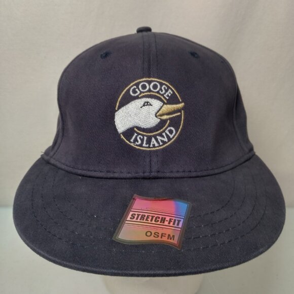 Goose Island Beer Co Cap Hat Adult One Size Blue Twill Cotton Stretch Fitted New - Picture 2 of 11